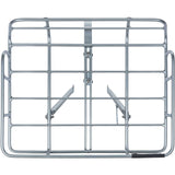 Basil Portland aluminium front carrier with lamp mount fitted on a 26 or 28-inch bike, designed for bike accessories and storage.