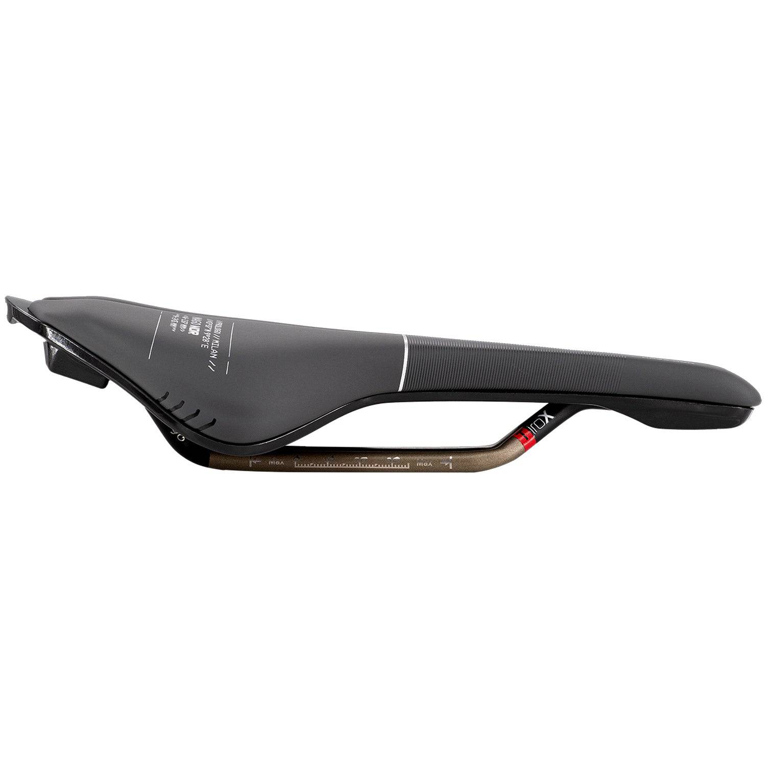 Prologo Nago NDR PAS Tirox ergonomic cycling saddle with ergonomic design, mounted on a bike for mountain and road cycling.