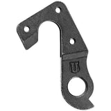 Black alloy M Part gear hanger for bikes, designed for various brands, durable bike component with a sleek finish.