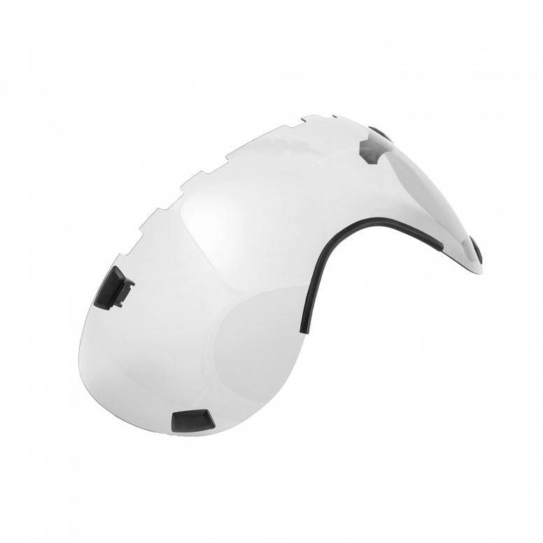 MET Drone Wide Body Large Helmet Mag-Clip Clear Shield replacement showing transparent visor attached to helmet