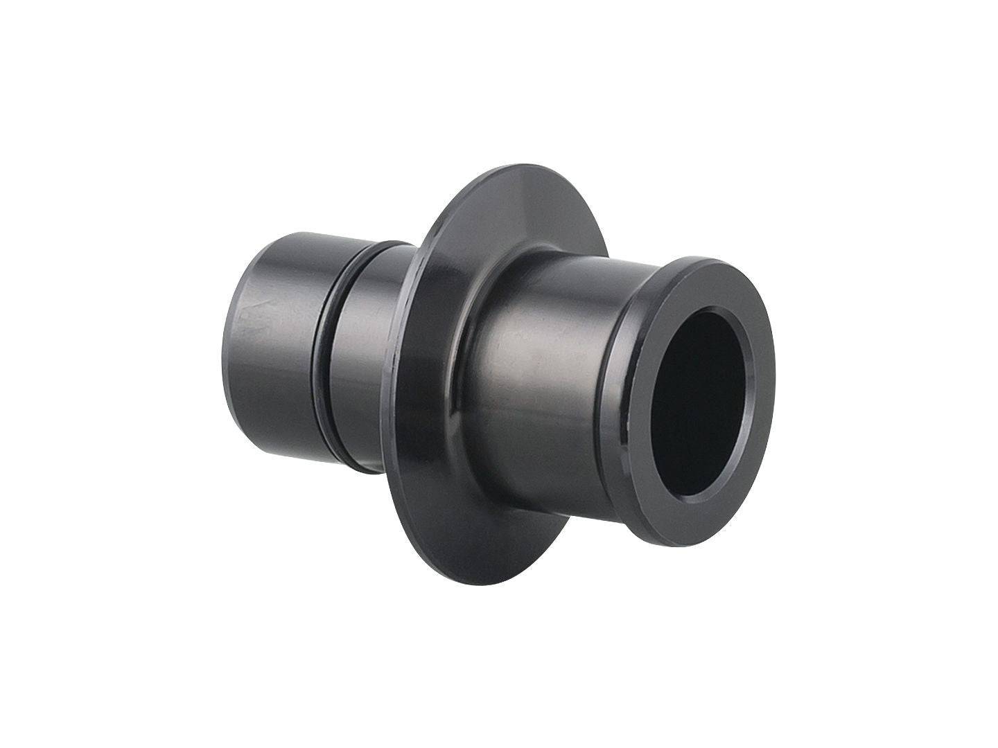 Black Bontrager DT350 Road front axle end cap for 12mm disc side, 100mm old, bicycle wheel component.