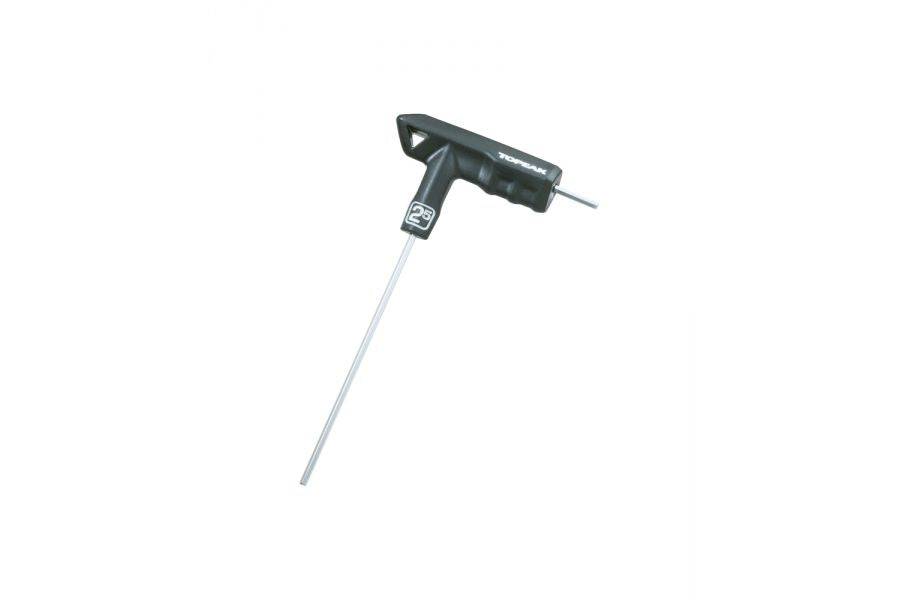 Topeak DuoHex T-Handle Hex Wrench Set 2-6mm with ergonomic padded handles, black and silver, for workshop use.