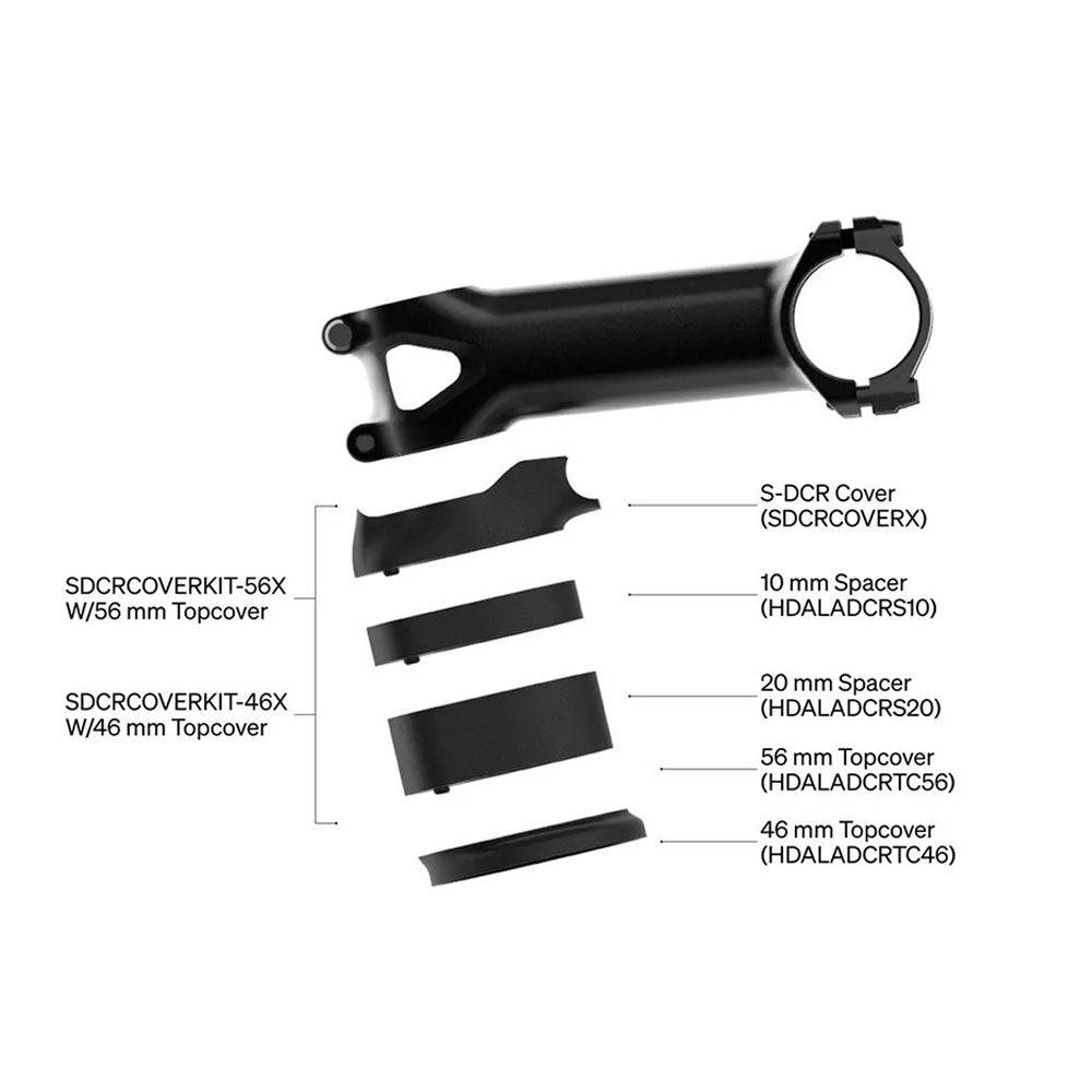 Deda S-Dcr Cover Kit for integrated cable routing on Deda stems, showing sleek covers and cable management components.