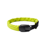 Hiplok Spin 6mm fluorescent wearable chain lock for bikes, featuring combination lock and bright safety color, accessory for secure cycling.