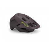 MET Terrae MIPS MTB helmet with Safe-T Heta fit and NTA 8776 certification, shown in a close-up of the helmet's ventilation and branding.