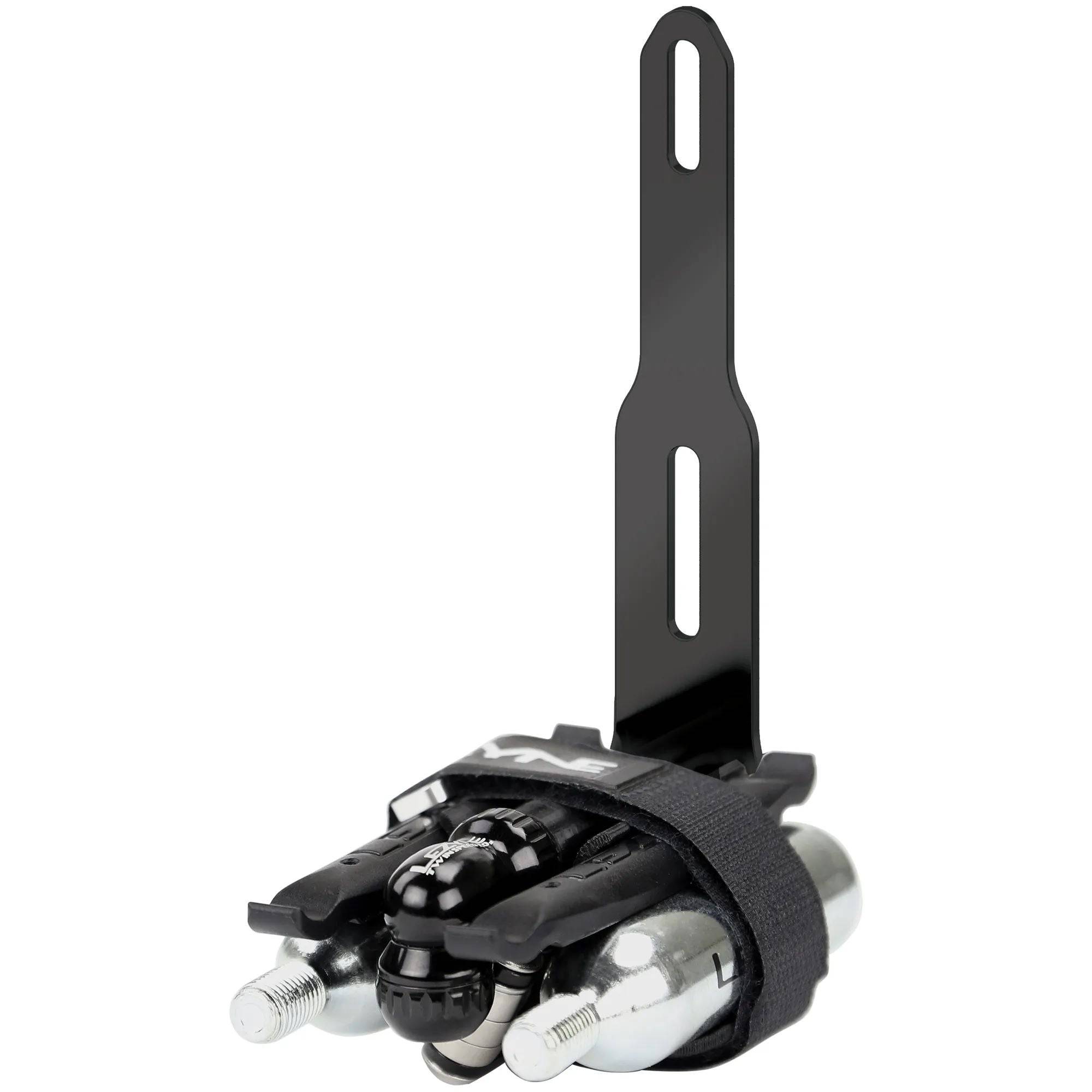 Lezyne Flow Storage Adapter in black for bike tool storage under bottle cage, accessory for bike hydration setups.