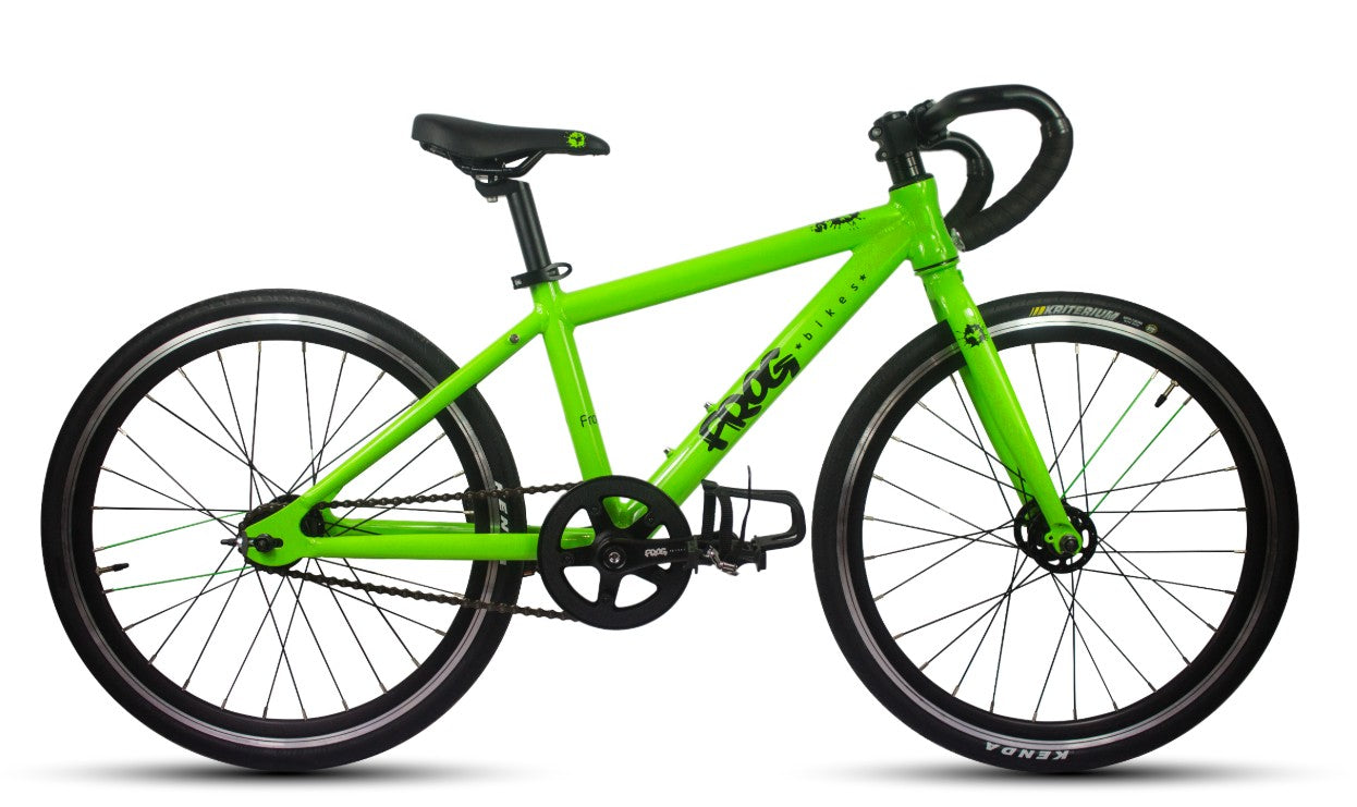 Frog Track 58 children's lightweight racing bike with a sturdy frame and colorful design, ideal for kids' skill development.