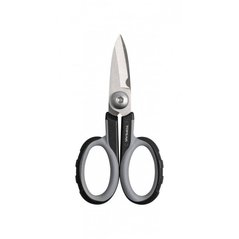 Topeak 5 1/2" electricians shears in black with ergonomic handles, designed for precise cutting in workshop or electrical tasks.