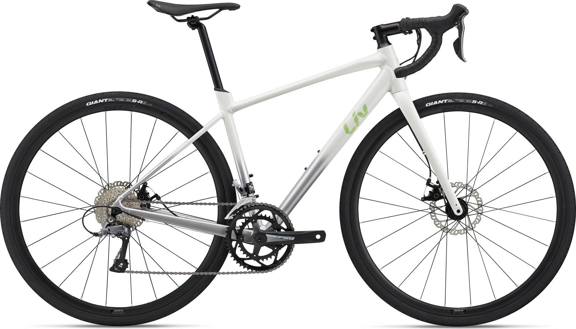 Liv Avail AR 4 2026 road bike with 700c wheels and disc brakes, suitable for versatile riding on various terrains.