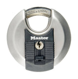 Master Lock Excell Discus Padlock 70mm M40, high security outdoor lock with durable metal body and shackle for added protection.