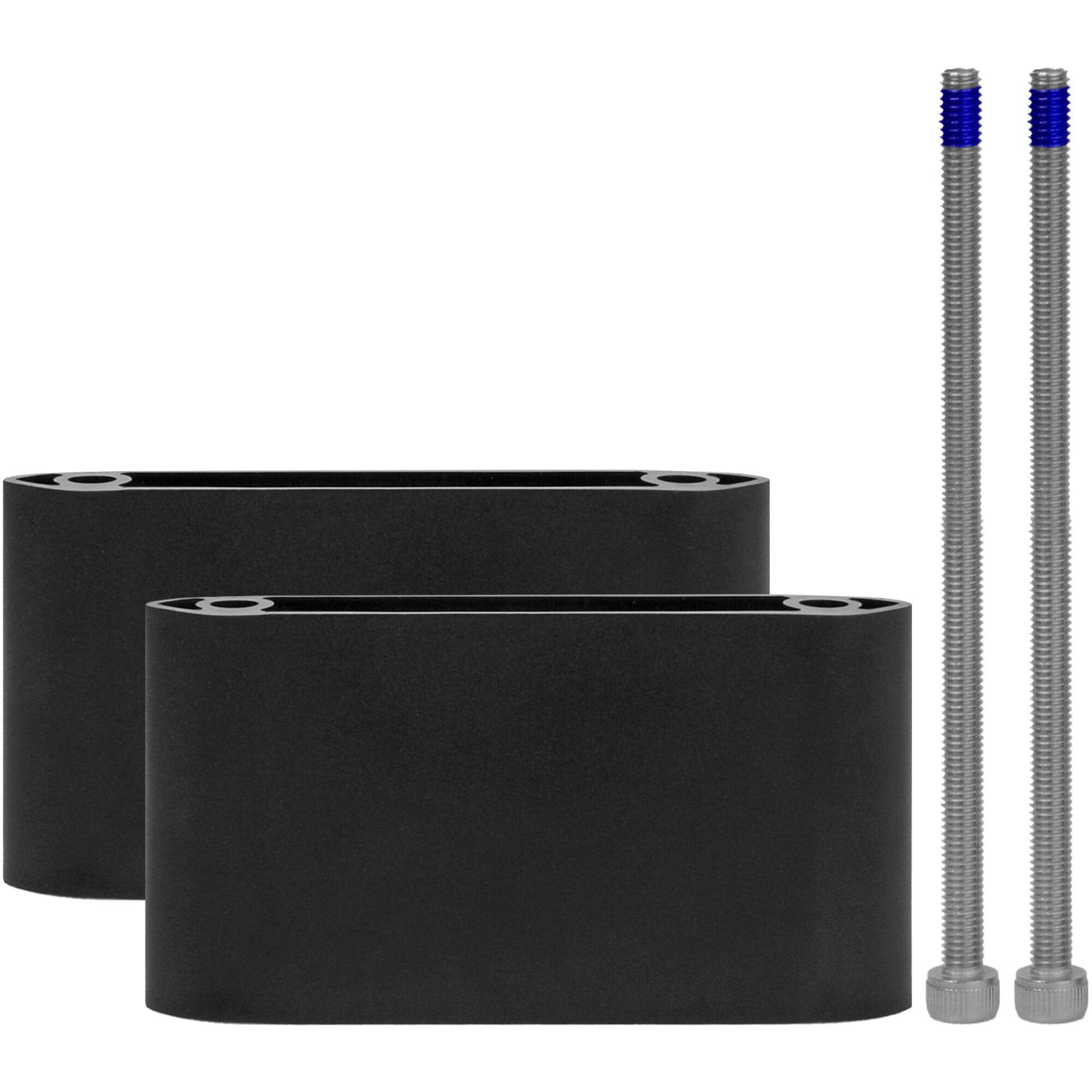Profile Design HSA Riser Block 90mm for aerobar bottle mounts, shown in black with two 45mm sections and mounting hardware.
