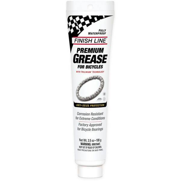 Finish Line Premium Ceramic Tech Grease tube for bike lubrication, featuring a high-performance workshop lubricant with ceramic technology.