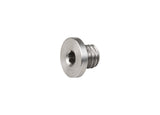 Trek derailleur hanger button head bolt in silver, 6mm x 4mm, for bike frames, close-up of the small component on a bicycle.