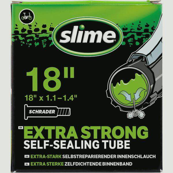 Slime Smart Tube 18 x 1.1-1.4 inch inner tube with Schrader valve and sealant protection for bike or scooter tires