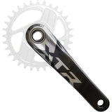 Shimano XTR FC-M9220 12-speed crankset with 165mm arms and 55mm chainline, shown without chainring, for mountain biking components.
