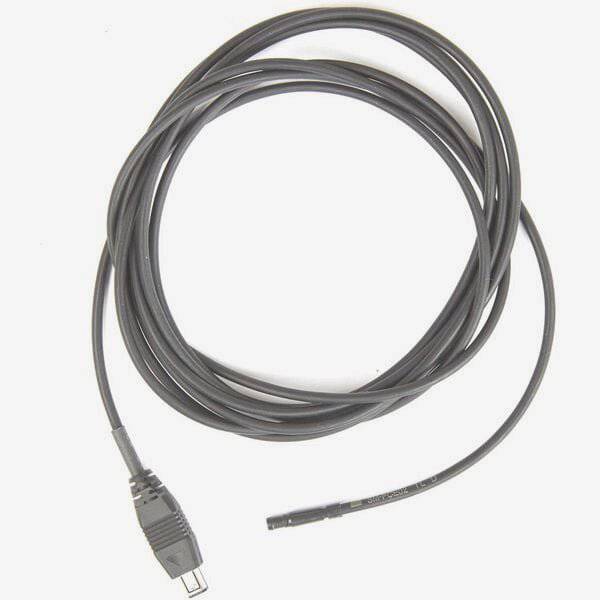 Shimano SM-PCE02 Di2 PC Link Cable SD300 for electronic shifting components, shown connected to a bike electronic system.
