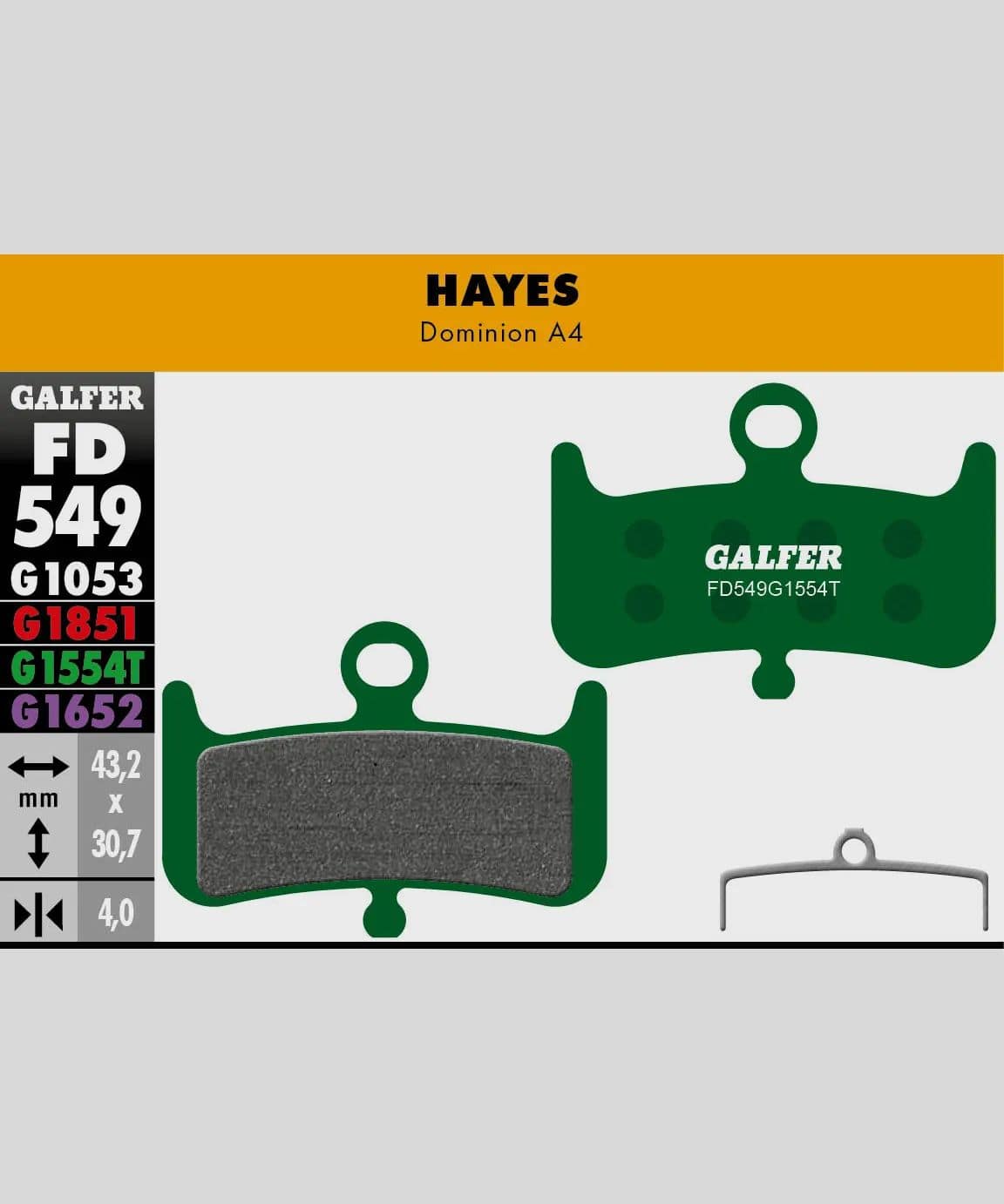 Galfer Pro Bike Disc Brake Pads for downhill and enduro racing, showing high-performance brake component with metallic backing plates.
