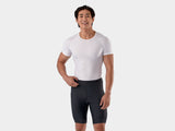 Trek Solstice eco-friendly unisex cycling shorts in black, made for comfort and performance, with a fitted athletic design.