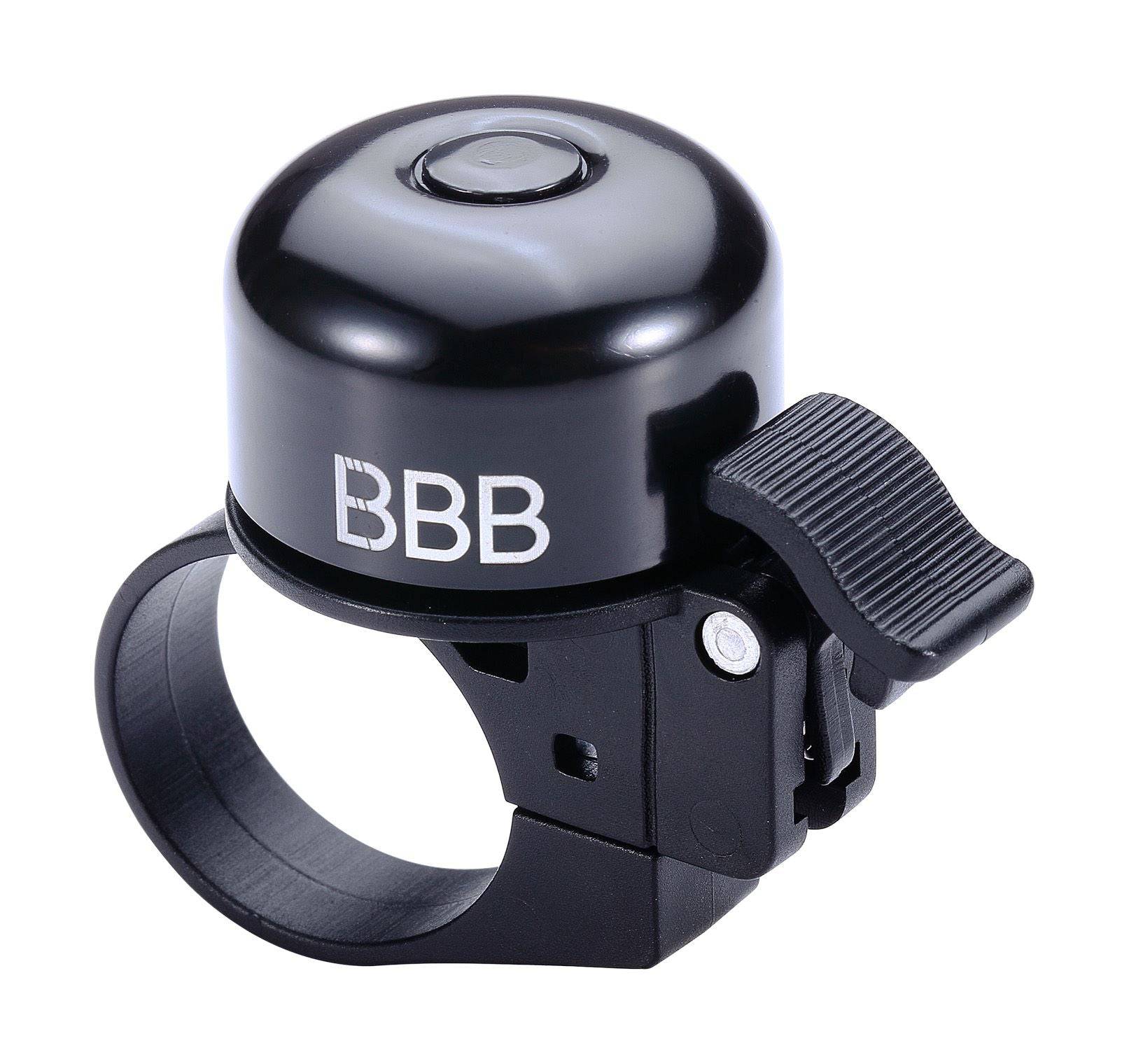 BBB Horns & Bells Loud & Clear bike bell with standard clamp, featuring a bright, durable design for bicycle safety accessories.