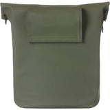 Basil City Bicycle Shopper Bag in moss green with reflective details and hook-on system, designed for bike accessories.