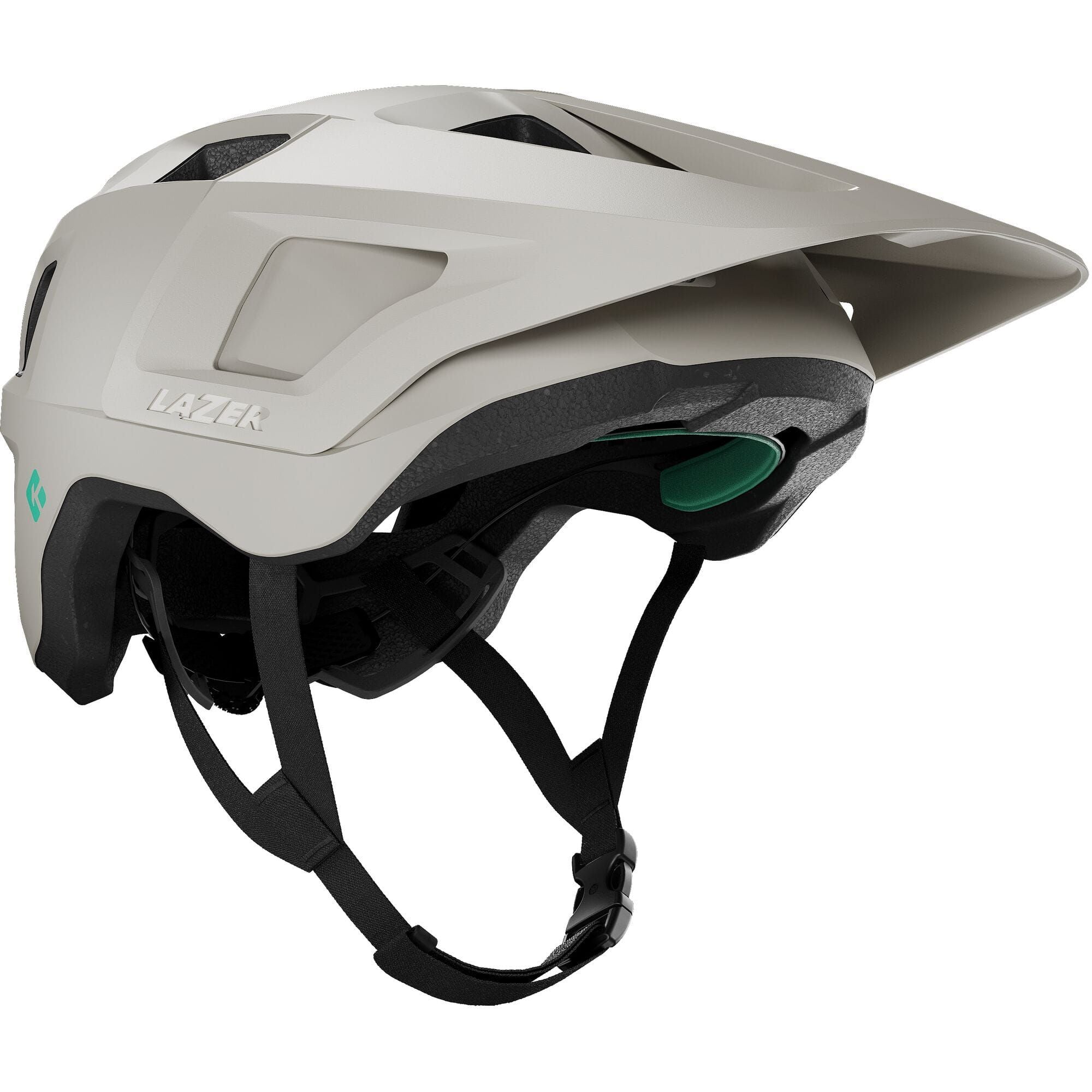 Lazer Lupo KinetiCore trail helmet with adjustable fit and integrated visor, designed for outdoor cycling and mountain biking.