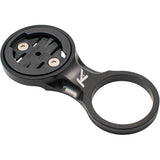 K-Edge Garmin stem mount in black anodized finish, secure fit for Edge and Forerunner bike computers, accessory designed for cycling.