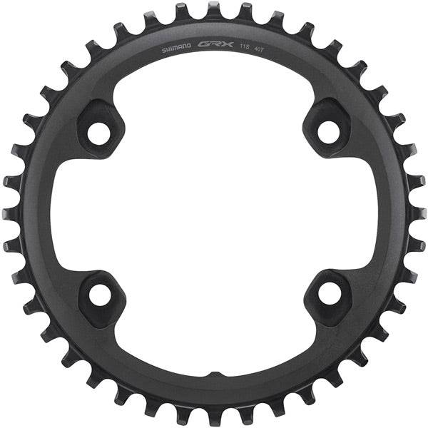 Shimano GRX FC-RX600 11-speed 40T chainring for gravel and adventure bikes, showing the black chainring with teeth and mounting holes.