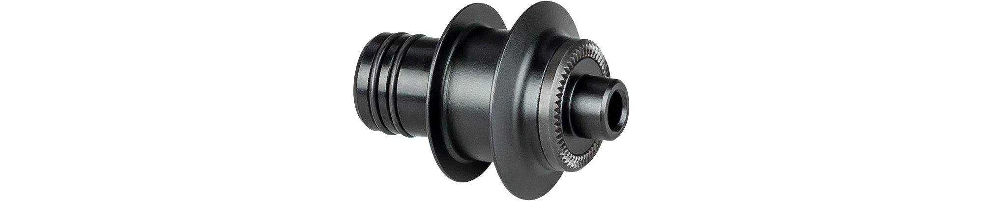 Black Bontrager DT240 5mm flangeless hub axle end cap for 100mm OLD front or rear bike wheel components.