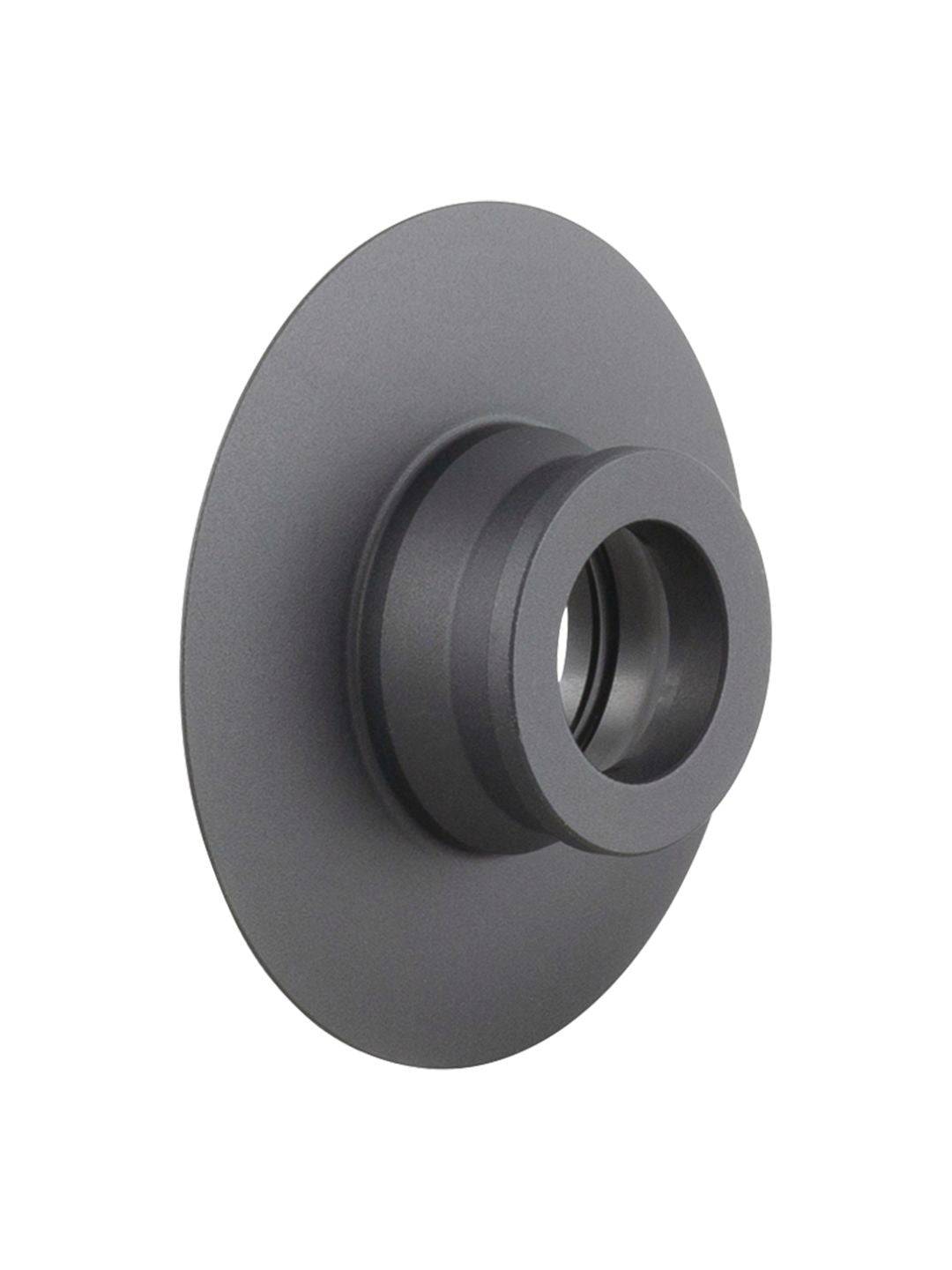 Black Bontrager Aeolus RSL 12mm axle end cap for 100mm old front hub, component replacement part with detailed design.