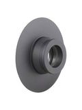 Black Bontrager Aeolus RSL 12mm axle end cap for 100mm old front hub, component replacement part with detailed design.