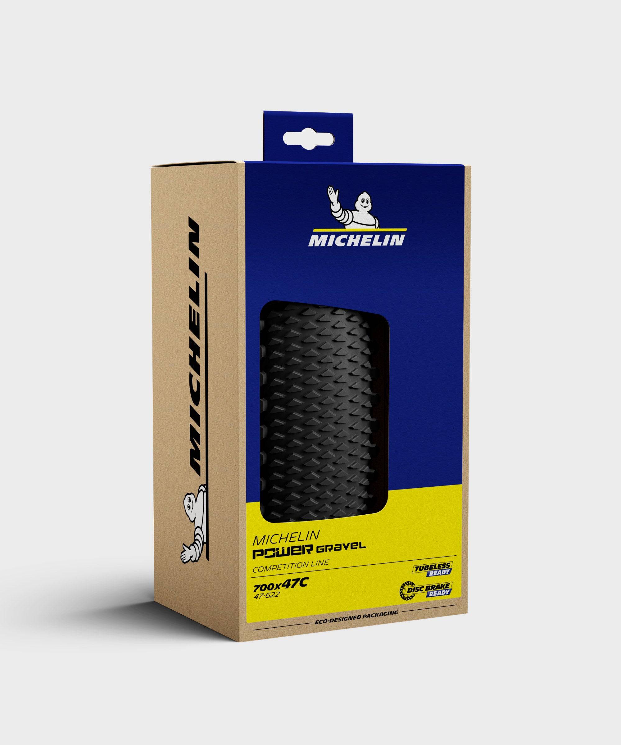 Michelin Power Gravel tubeless ready tyre with bead and bead shield protection, designed for gravel cycling components.