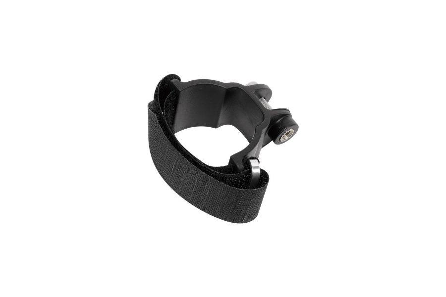 Topeak black mounting clamp for DeFender TX and IGlow TX mudguards and lights, shown on a clean background