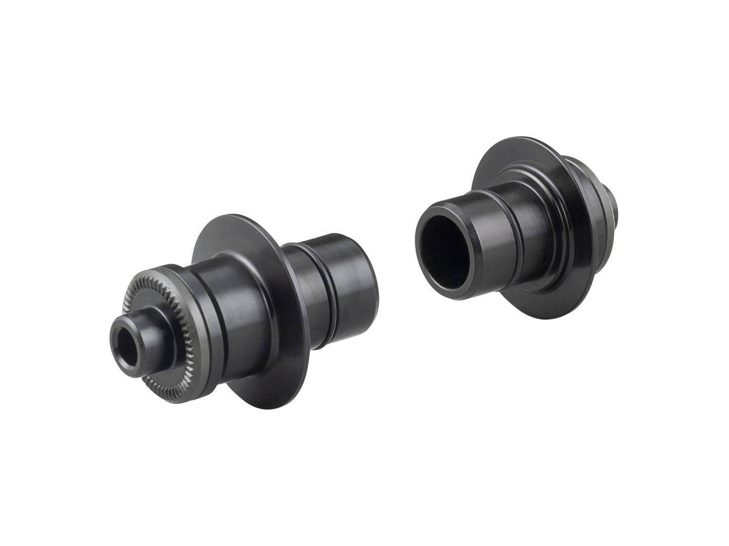 Bontrager Aeolus Pro front hub 5mm QR conversion end cap kit in black with 100mm old axle length, for bicycle wheel components.