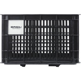 Basil Medium Basil Bicycle Crate MIK 29.5L black recycled synthetic bike basket mounted on a bicycle.