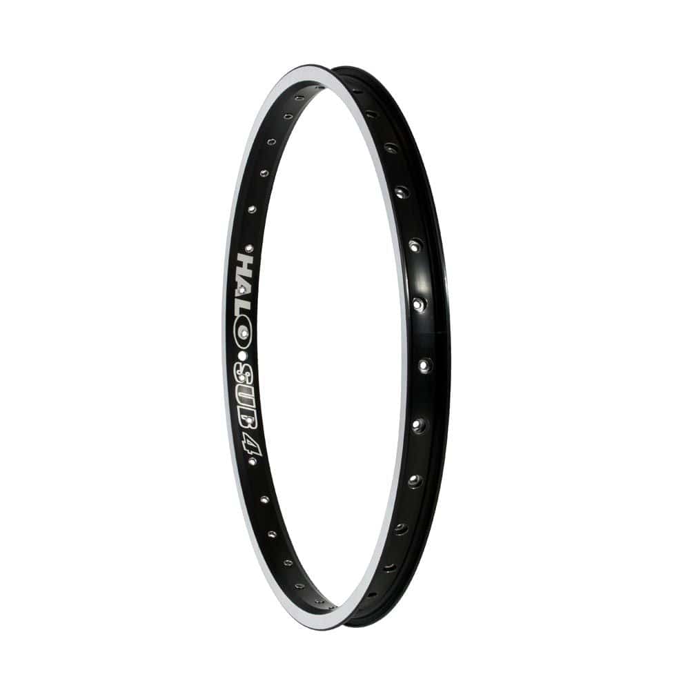 Halo Rims Sub-4 20-inch BMX race rim, double wall alloy with 30mm width and CNC sidewall for high-performance cycling.