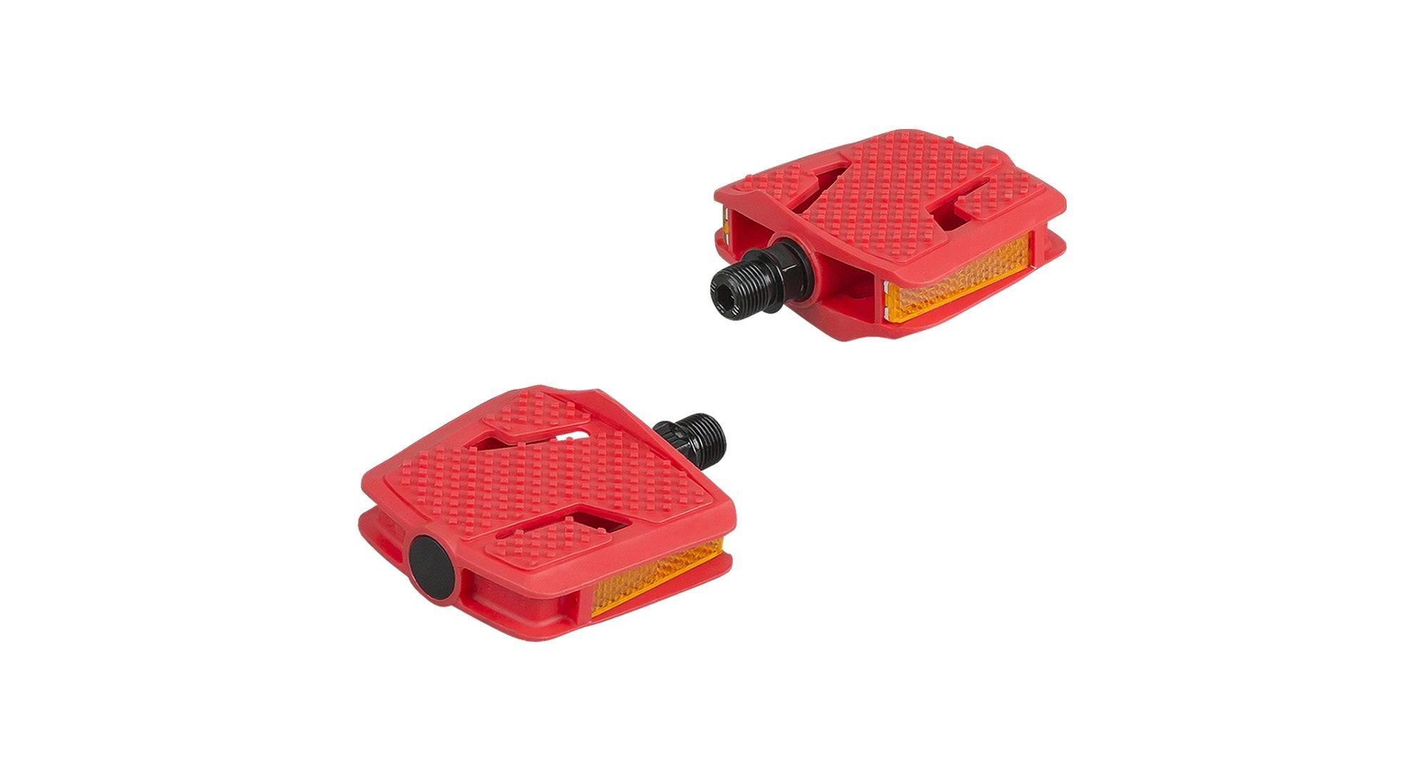 Trek Kids' small flat platform pedals for children's bikes, durable metal pedals with textured surface for better grip.