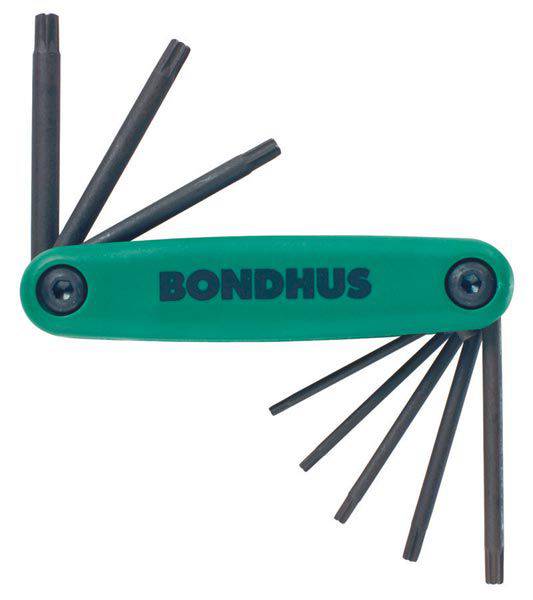 Bondhus TORX Gorilla Grip Fold-Up Multi-Tool T6-T25 for disc brake and suspension work, featuring a compact workshop design.