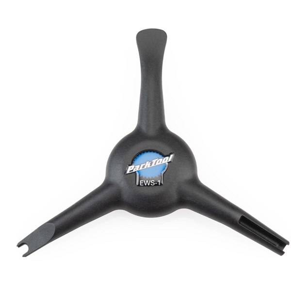 Park Tool EWS-1 electronic wire tool for Shimano Di2 and SRAM eTap battery installation, used in workshop settings.
