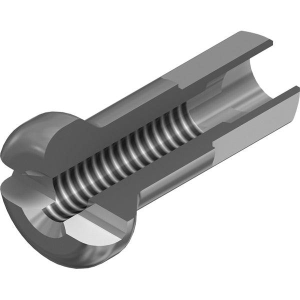DT Swiss Prolock black brass nipples with Loctite threadlock, 2 x 16 mm, shown in box of 100 for bicycle wheel components.