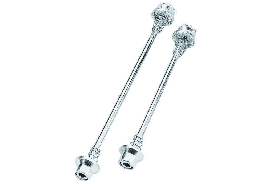 Black System EX Security Skewers for quick-release bike hubs with 5mm Allen key bolt, designed for secure bike wheel locking.