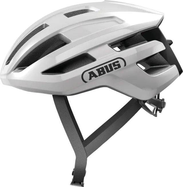 ABUS PowerDome cycling helmet featuring ventilation ports and Zoom Ace fit system for secure, comfortable riding.