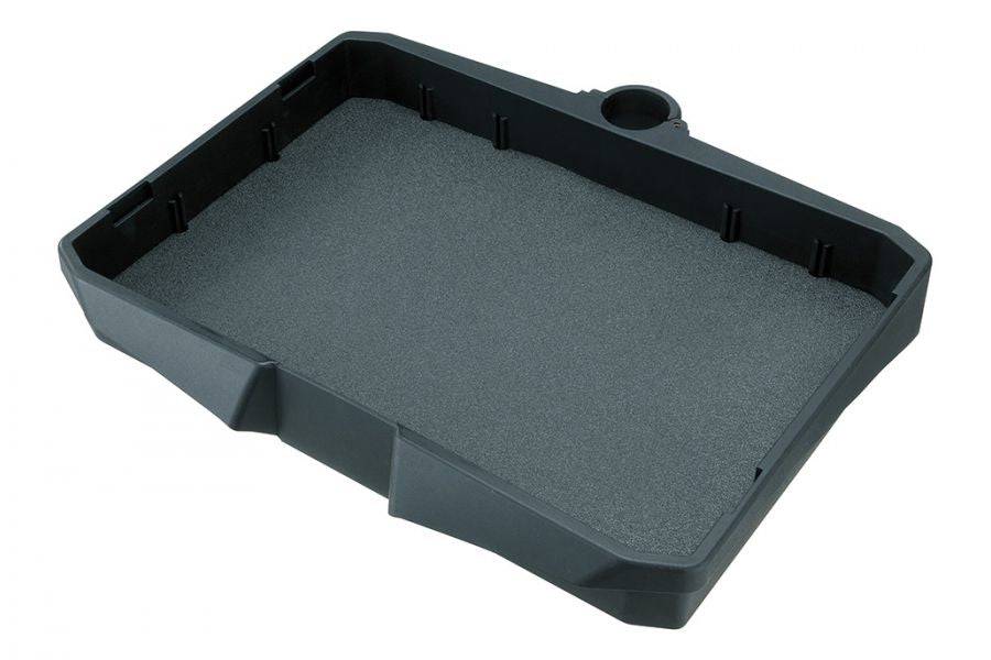 Topeak Prepstation black workshop tool tray organizer with multiple compartments for easy access to tools.