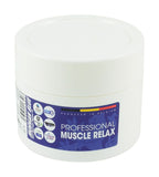 Morgan Blue Muscle Relax Tub 200cc, soothing sore muscles and aiding recovery, shown with the product container and applicator.