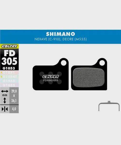 Galfer standard bike disc brake pads showing metal friction surfaces and mounting hardware for reliable, quiet braking performance.