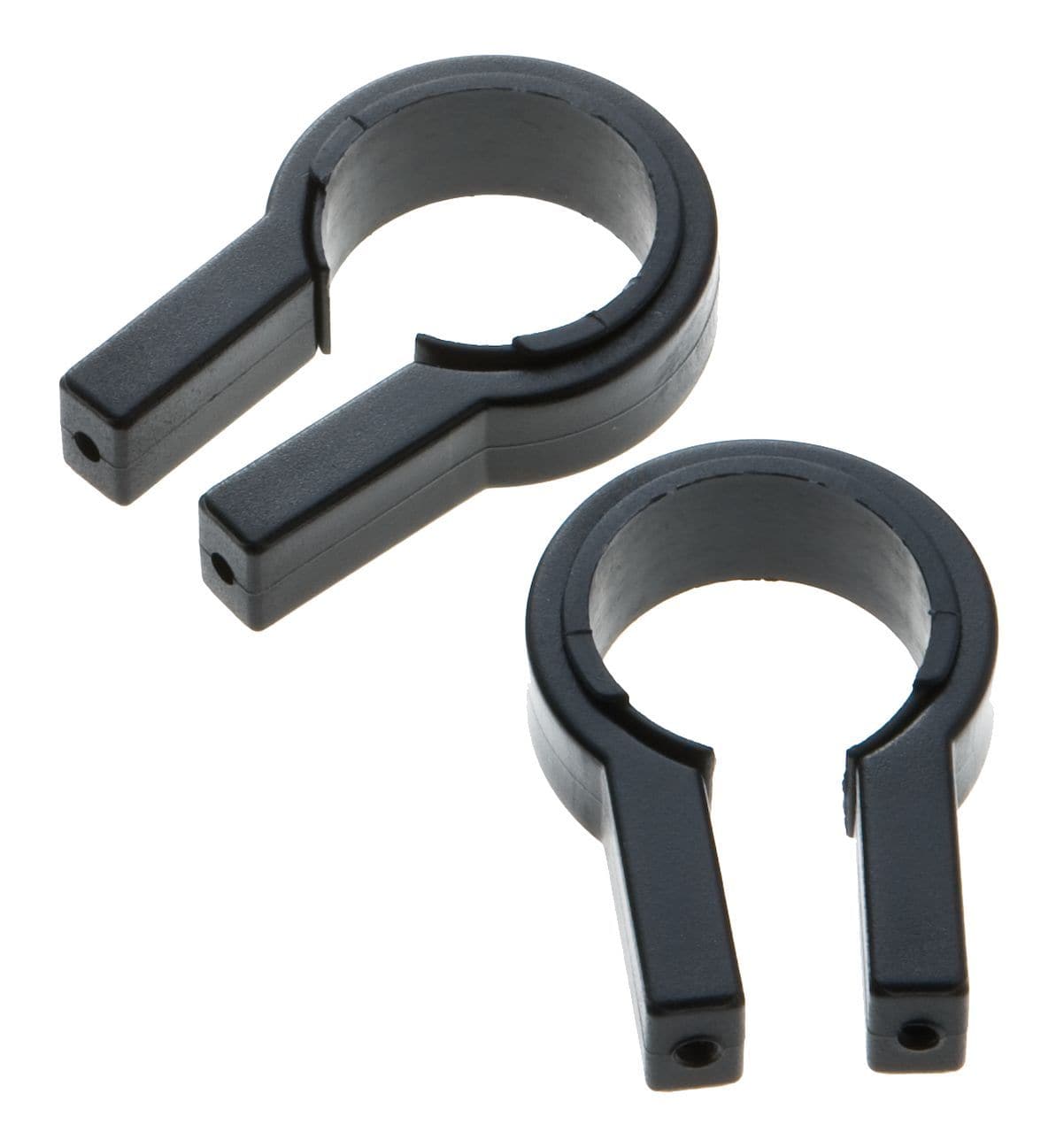 Bontrager Interchange Handlebar Bracket with 31.8mm clamp in black, designed for mounting baskets on bicycle handlebars.