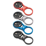 K-Edge adjustable Garmin stem mount in black anodized for Edge and Forerunner cycling computers, showing mounted position on bike handlebar.
