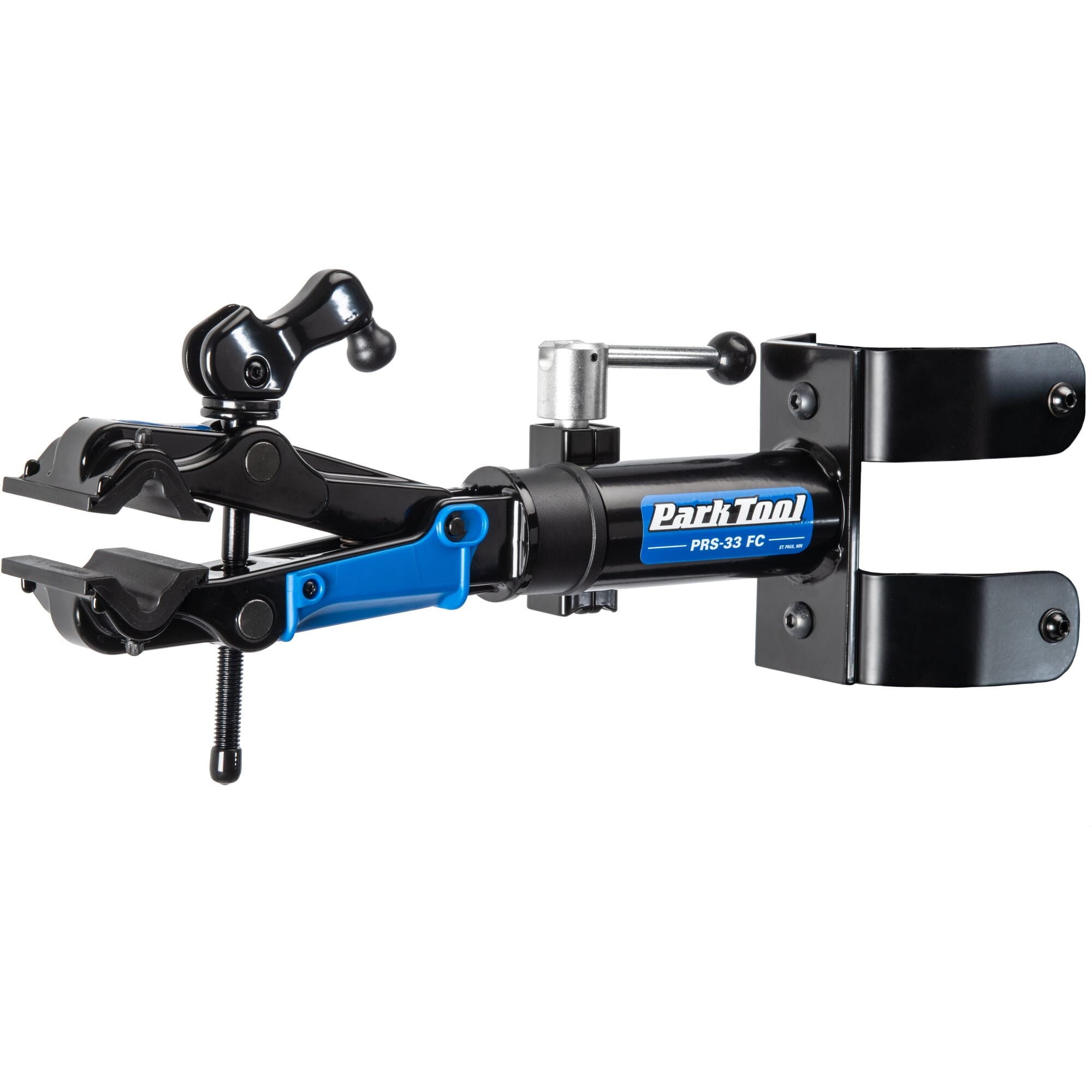 Park Tool PRS-33 FC Fixed Clamp Kit for PRS-33.2 Power Lift bike repair stand, workshop tool with secure bike clamping mechanism.