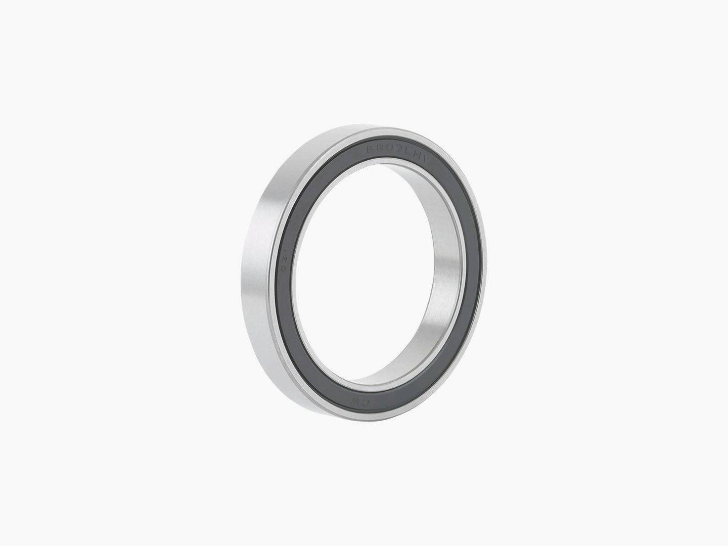 Bontrager 6807 LLH replacement hub bearing in silver for smooth wheel performance, shown in close-up detail.