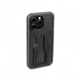Topeak RideCase Black protective bike mount case for iPhone 15 PRO MAX, showcasing the rugged design and secure mounting features.