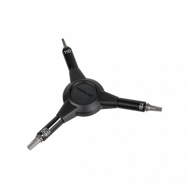 Topeak Y-Torx Speed Wrench with T10, T25, T30 Torx bits and black speed sleeve for workshop bike maintenance.
